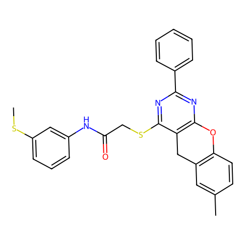 2-({7-METHYL-2-PHENYL-5H-CHROMENO[2,3-D]PYRIMIDIN-4-YL}SULFANYL)-N-[3-(METHYLSULFANYL)PHENYL]ACETAMIDE structure