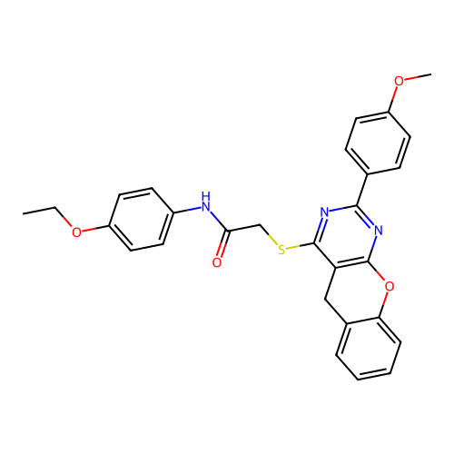 N-(4-ethoxyphenyl)-2-{[2-(4-methoxyphenyl)-5H-chromeno[2,3-d]pyrimidin-4-yl]sulfanyl}acetamide structure
