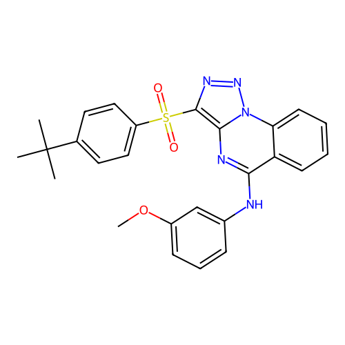 3-[(4-tert-butylphenyl)sulfonyl]-N-(3-methoxyphenyl)[1,2,3]triazolo[1,5-a]quinazolin-5-amine structure