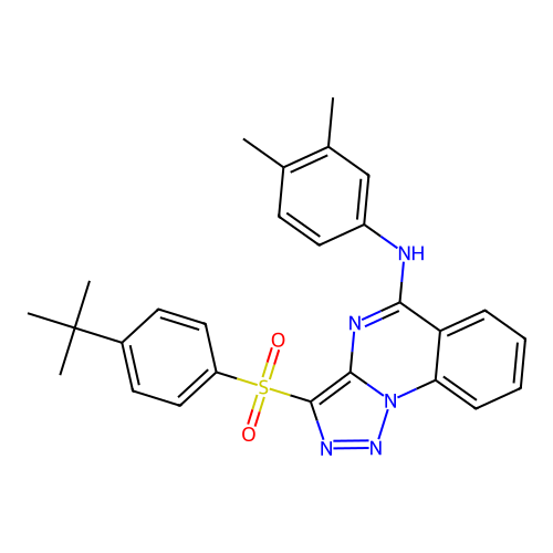 3-[(4-tert-butylphenyl)sulfonyl]-N-(3,4-dimethylphenyl)[1,2,3]triazolo[1,5-a]quinazolin-5-amine structure