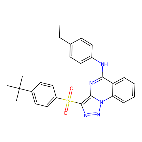 3-[(4-tert-butylphenyl)sulfonyl]-N-(4-ethylphenyl)[1,2,3]triazolo[1,5-a]quinazolin-5-amine structure