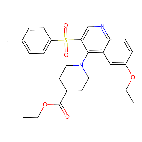 Ethyl 1-(6-ethoxy-3-tosylquinolin-4-yl)piperidine-4-carboxylate structure