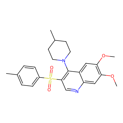 6,7-Dimethoxy-4-(4-methylpiperidin-1-yl)-3-tosylquinoline structure