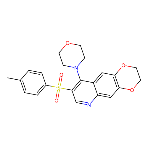 9-Morpholino-8-tosyl-2,3-dihydro-[1,4]dioxino[2,3-g]quinoline structure
