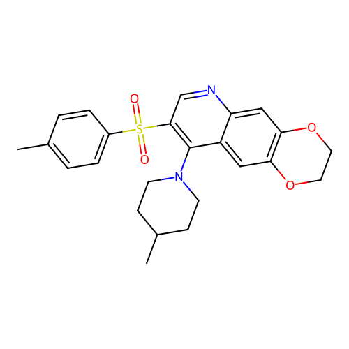 9-(4-Methylpiperidin-1-yl)-8-tosyl-2,3-dihydro-[1,4]dioxino[2,3-g]quinoline structure
