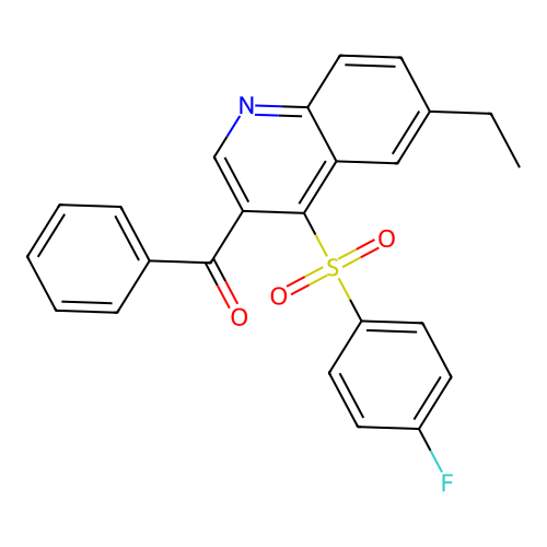 [6-Ethyl-4-(4-fluorophenyl)sulfonylquinolin-3-yl]-phenylmethanone structure