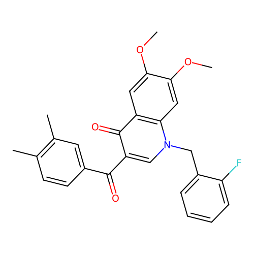 3-(3,4-Dimethylbenzoyl)-1-[(2-fluorophenyl)methyl]-6,7-dimethoxyquinolin-4-one structure