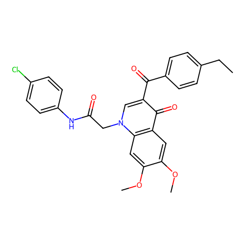 N-(4-chlorophenyl)-2-[3-(4-ethylbenzoyl)-6,7-dimethoxy-4-oxo-1,4-dihydroquinolin-1-yl]acetamide structure