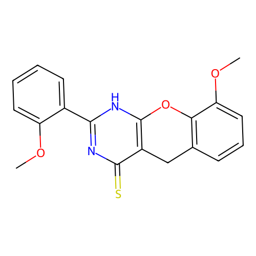 9-Methoxy-2-(2-methoxyphenyl)-1,5-dihydrochromeno[2,3-d]pyrimidine-4-thione structure