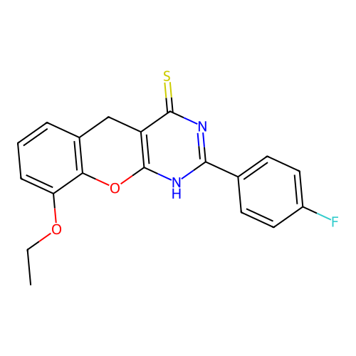 9-Ethoxy-2-(4-fluorophenyl)-1,5-dihydrochromeno[2,3-d]pyrimidine-4-thione structure