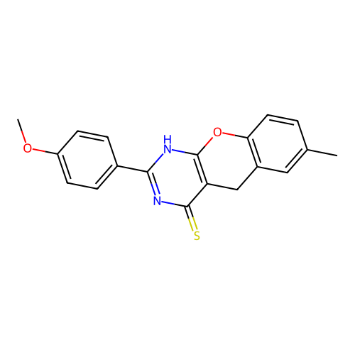 2-(4-Methoxyphenyl)-7-methyl-1,5-dihydrochromeno[2,3-d]pyrimidine-4-thione structure
