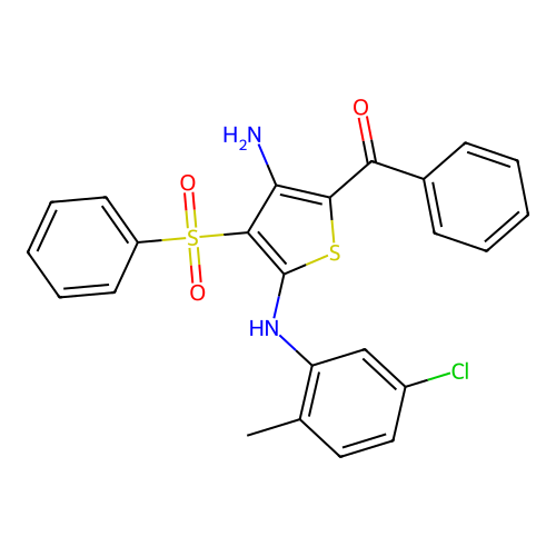 5-Benzoyl-3-(benzenesulfonyl)-N2-(5-chloro-2-methylphenyl)thiophene-2,4-diamine structure