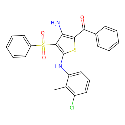 5-Benzoyl-3-(benzenesulfonyl)-N2-(3-chloro-2-methylphenyl)thiophene-2,4-diamine structure