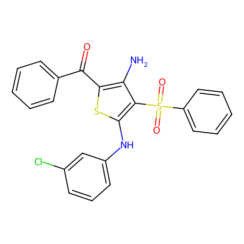 5-Benzoyl-3-(benzenesulfonyl)-N2-(3-chlorophenyl)thiophene-2,4-diamine structure