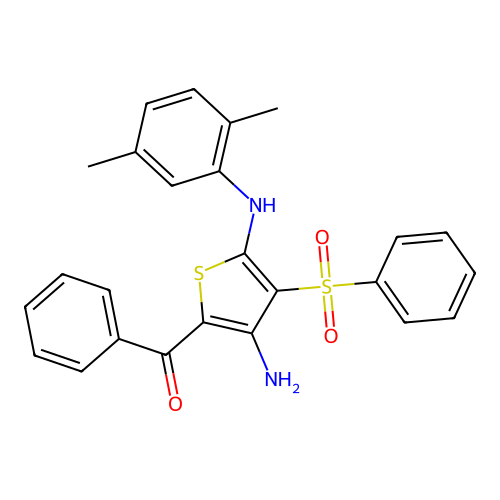 5-Benzoyl-3-(benzenesulfonyl)-N2-(2,5-dimethylphenyl)thiophene-2,4-diamine structure