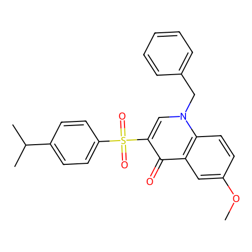 1-Benzyl-6-methoxy-3-(4-propan-2-ylphenyl)sulfonylquinolin-4-one structure