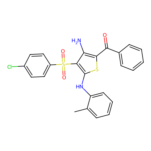 5-benzoyl-3-(4-chlorobenzenesulfonyl)-N2-(2-methylphenyl)thiophene-2,4-diamine structure