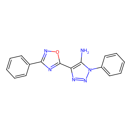 1-phenyl-4-(3-phenyl-1,2,4-oxadiazol-5-yl)-1H-1,2,3-triazol-5-amine structure