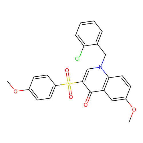 1-[(2-Chlorophenyl)methyl]-6-methoxy-3-(4-methoxyphenyl)sulfonylquinolin-4-one structure