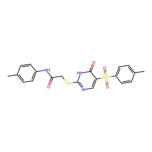 2-((6-oxo-5-tosyl-1,6-dihydropyrimidin-2-yl)thio)-N-(p-tolyl)acetamide structure