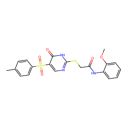 N-(2-methoxyphenyl)-2-((6-oxo-5-tosyl-1,6-dihydropyrimidin-2-yl)thio)acetamide structure