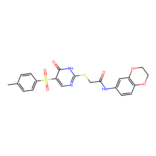 N-(2,3-dihydro-1,4-benzodioxin-6-yl)-2-{[5-(4-methylbenzenesulfonyl)-6-oxo-1,6-dihydropyrimidin-2-yl]sulfanyl}acetamide structure