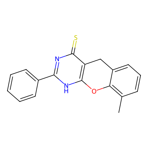 9-Methyl-2-phenyl-1,5-dihydrochromeno[2,3-d]pyrimidine-4-thione structure