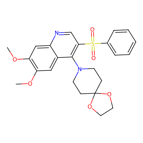 8-[3-(benzenesulfonyl)-6,7-dimethoxyquinolin-4-yl]-1,4-dioxa-8-azaspiro[4.5]decane structure