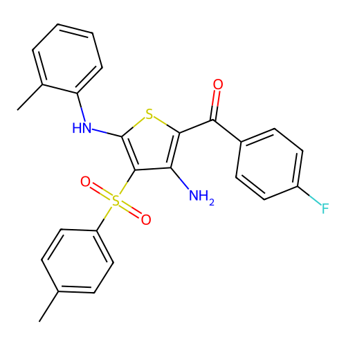 (3-Amino-5-(o-tolylamino)-4-tosylthiophen-2-yl)(4-fluorophenyl)methanone structure