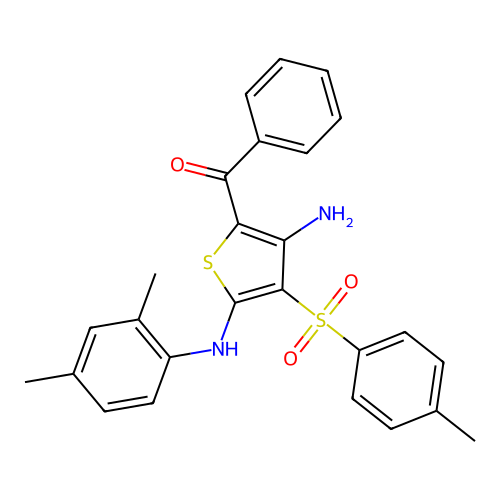 (3-Amino-5-((2,4-dimethylphenyl)amino)-4-tosylthiophen-2-yl)(phenyl)methanone structure