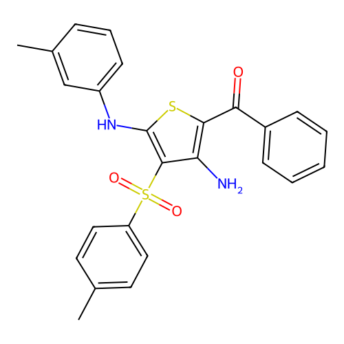 (3-Amino-5-(m-tolylamino)-4-tosylthiophen-2-yl)(phenyl)methanone structure