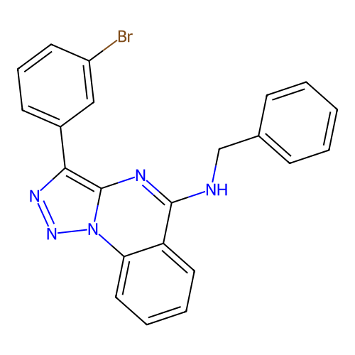 N-benzyl-3-(3-bromophenyl)-[1,2,3]triazolo[1,5-a]quinazolin-5-amine structure