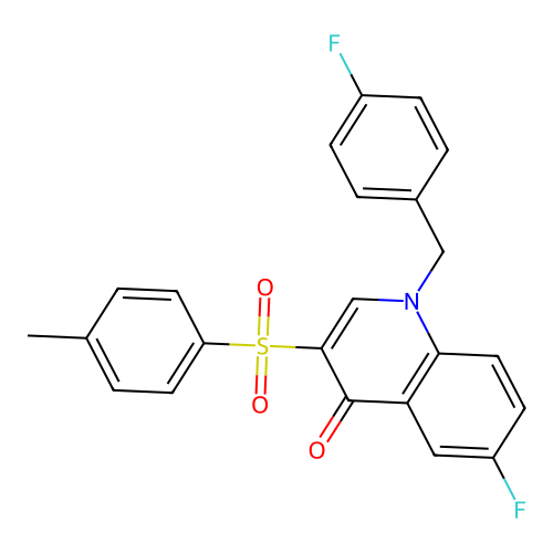 6-fluoro-1-(4-fluorobenzyl)-3-tosylquinolin-4(1H)-one structure