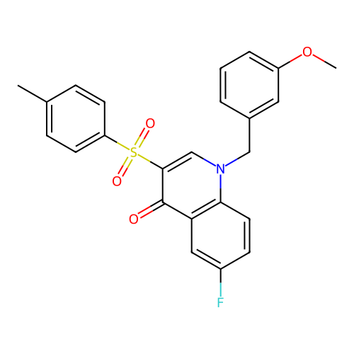 6-fluoro-1-(3-methoxybenzyl)-3-tosylquinolin-4(1H)-one structure