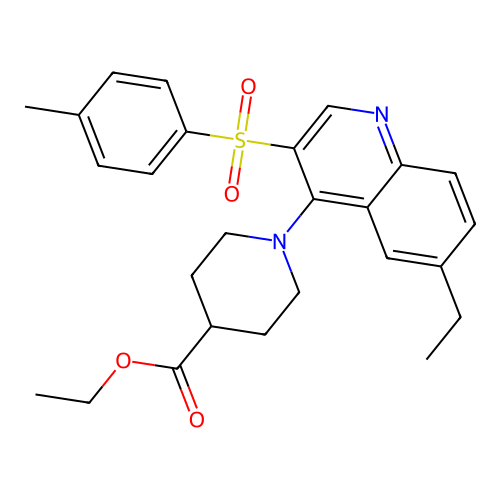 Ethyl 1-(6-ethyl-3-tosylquinolin-4-yl)piperidine-4-carboxylate structure
