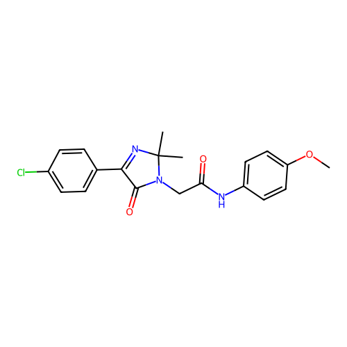 2-[4-(4-chlorophenyl)-2,2-dimethyl-5-oxo-2,5-dihydro-1H-imidazol-1-yl]-N-(4-methoxyphenyl)acetamide structure