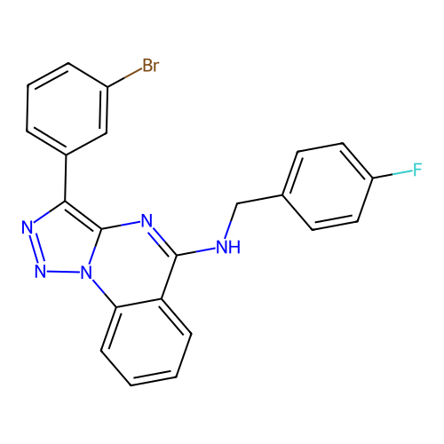 3-(3-bromophenyl)-N-[(4-fluorophenyl)methyl]triazolo[1,5-a]quinazolin-5-amine structure