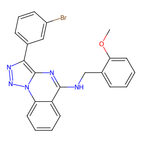 3-(3-bromophenyl)-N-[(2-methoxyphenyl)methyl]triazolo[1,5-a]quinazolin-5-amine structure