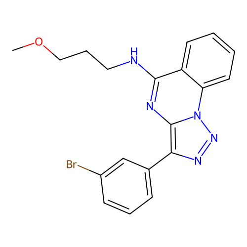 3-(3-bromophenyl)-N-(3-methoxypropyl)-[1,2,3]triazolo[1,5-a]quinazolin-5-amine structure