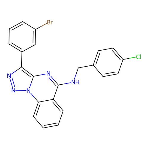 3-(3-bromophenyl)-N-[(4-chlorophenyl)methyl]triazolo[1,5-a]quinazolin-5-amine structure