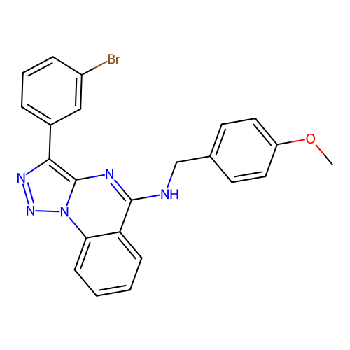 3-(3-bromophenyl)-N-[(4-methoxyphenyl)methyl]triazolo[1,5-a]quinazolin-5-amine structure