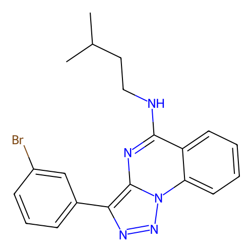 3-(3-bromophenyl)-N-(3-methylbutyl)triazolo[1,5-a]quinazolin-5-amine structure