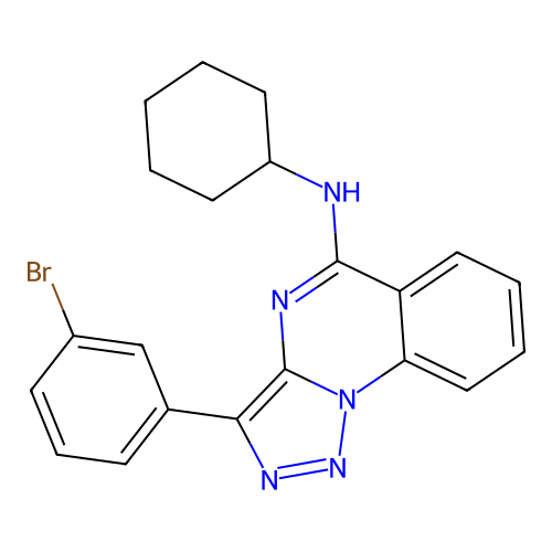 3-(3-bromophenyl)-N-cyclohexyl-[1,2,3]triazolo[1,5-a]quinazolin-5-amine structure