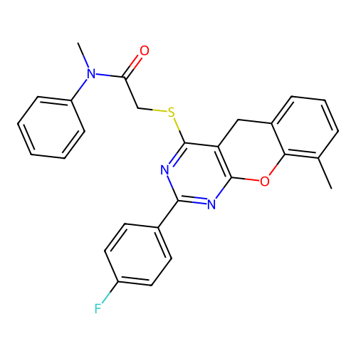 2-{[2-(4-FLUOROPHENYL)-9-METHYL-5H-CHROMENO[2,3-D]PYRIMIDIN-4-YL]SULFANYL}-N-METHYL-N-PHENYLACETAMIDE structure
