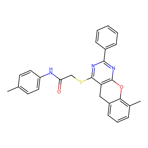 2-({9-METHYL-2-PHENYL-5H-CHROMENO[2,3-D]PYRIMIDIN-4-YL}SULFANYL)-N-(4-METHYLPHENYL)ACETAMIDE structure