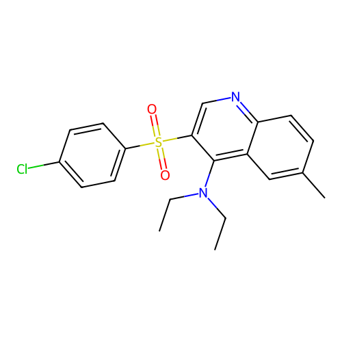 3-(4-chlorobenzenesulfonyl)-N,N-diethyl-6-methylquinolin-4-amine structure