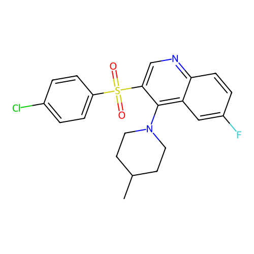 3-(4-Chlorophenyl)sulfonyl-6-fluoro-4-(4-methylpiperidin-1-yl)quinoline structure
