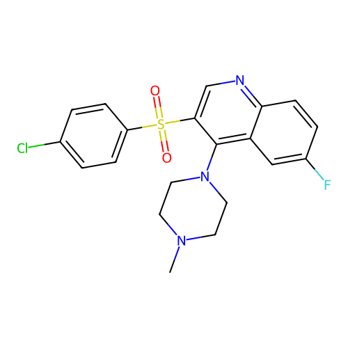 3-(4-Chlorophenyl)sulfonyl-6-fluoro-4-(4-methylpiperazin-1-yl)quinoline structure