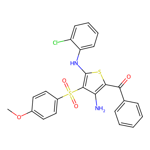 5-Benzoyl-N2-(2-chlorophenyl)-3-(4-methoxybenzenesulfonyl)thiophene-2,4-diamine structure