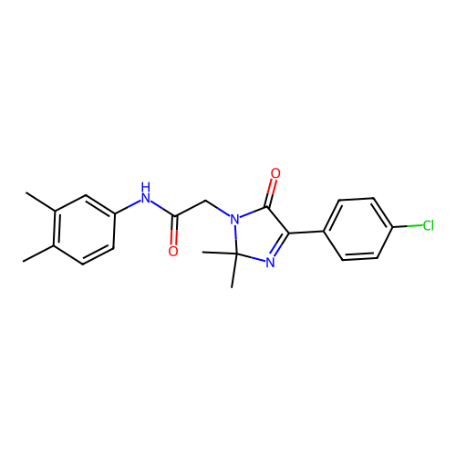 2-[4-(4-chlorophenyl)-2,2-dimethyl-5-oxo-2,5-dihydro-1H-imidazol-1-yl]-N-(3,4-dimethylphenyl)acetamide structure
